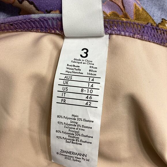 Zimmerman Bikini-Slip Knot High Waist Purple Multi Floral Bikini Bottom Size 8 - Picture 14 of 16
